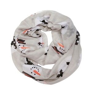 Snowman Gray circle Wide Infinity Scarf Lightweight 70L 30W